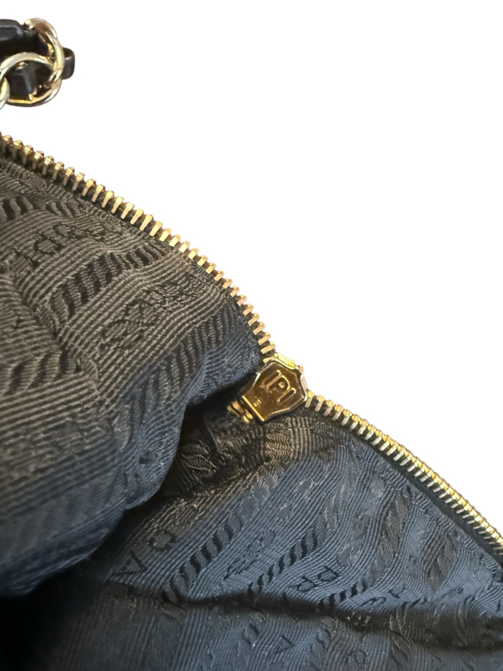 Prada Black Nylon Tote with Gold Chain Straps - Picture 8 of 10